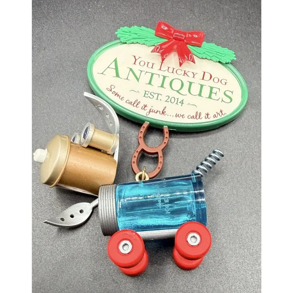 Hallmark YOU LUCKY Dog ANTIQUES Mason Jar Ornament Steampunk No Box Lo16